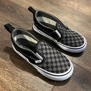 Vans Toddler Slip-on V Shoe Checkered Gray and Black Size 10